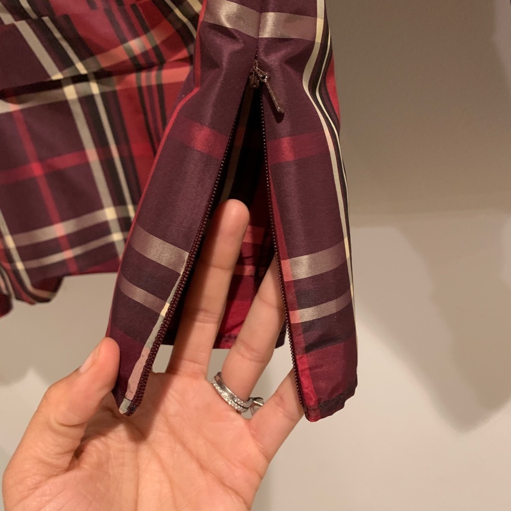 NWOT Talbots faux wrap red plaid silk top 4P - Picture 4 of 8